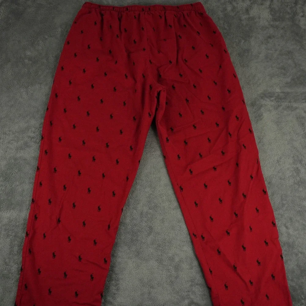 Polo Ralph Lauren Pajama Pants Men XL Red Pony Logo Print Cotton Drawstring‎